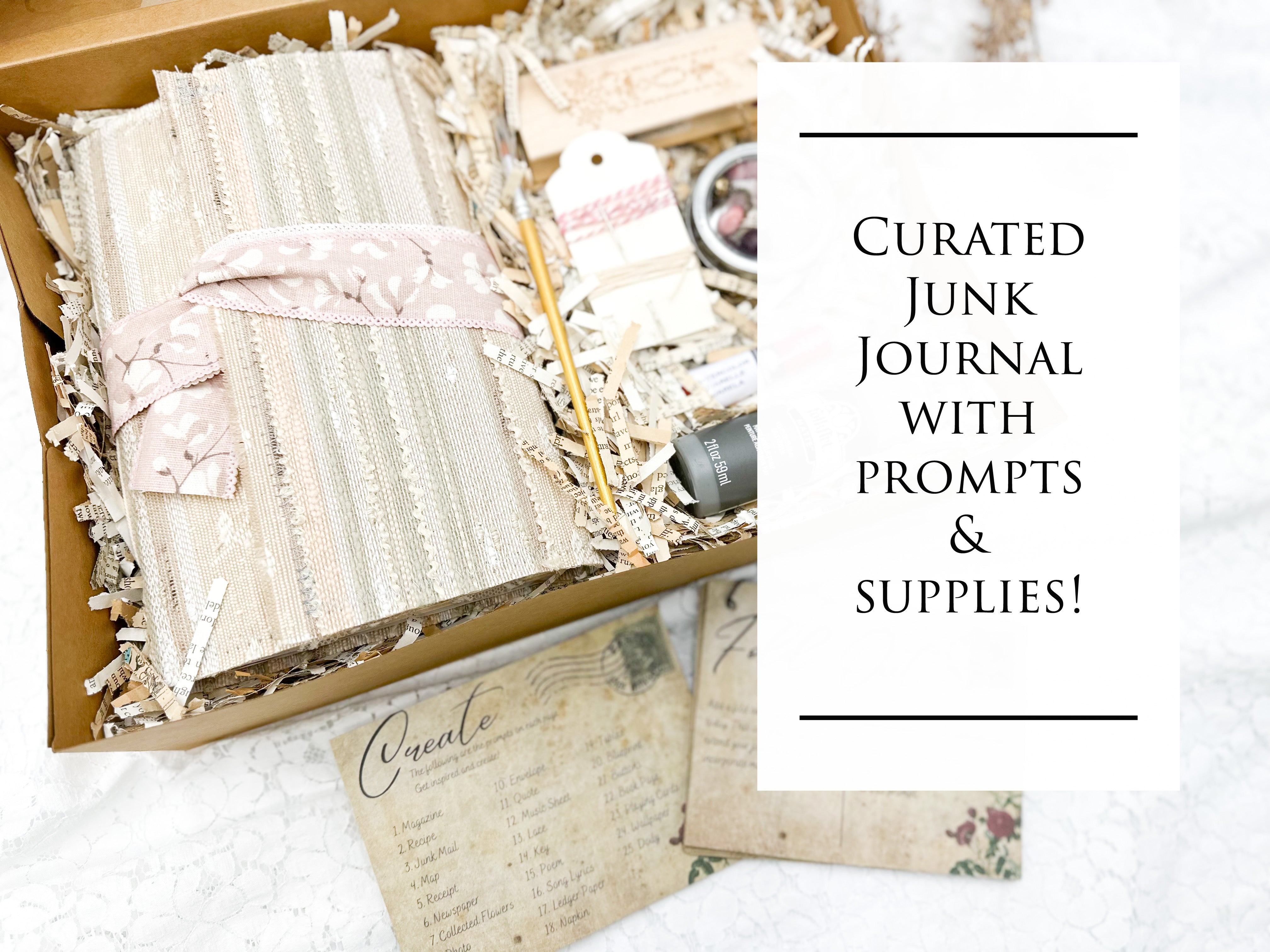 Stamped Linen for Journaling and Crafting, Junk Journal Supplies