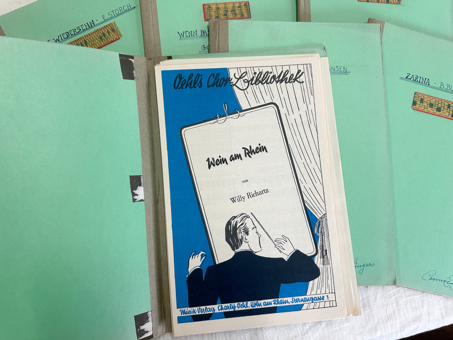 Vintage Choir Folders and Music (Set of 6)