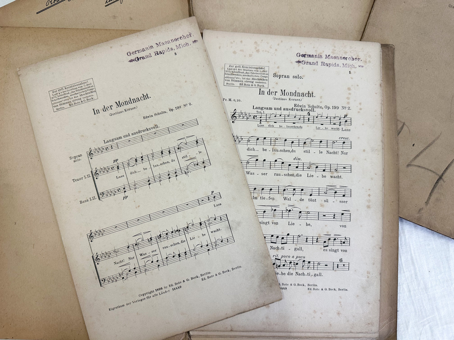 Vintage Music Folders and Sheet Music (Set of 4)