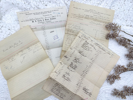 Vintage Invoices with Writing Set