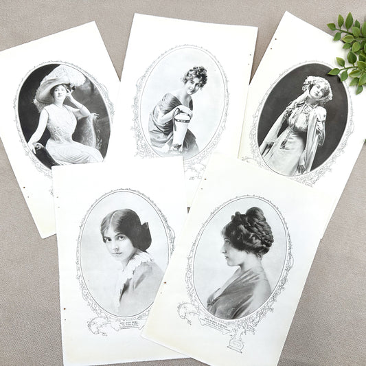 Vintage Book Page Set- Portraits of Ladies (Double Sided)