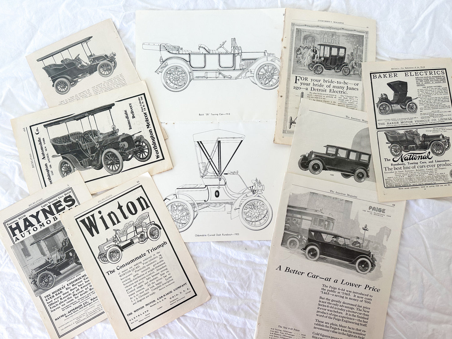 Vintage Auto Ads and Ephemera Set