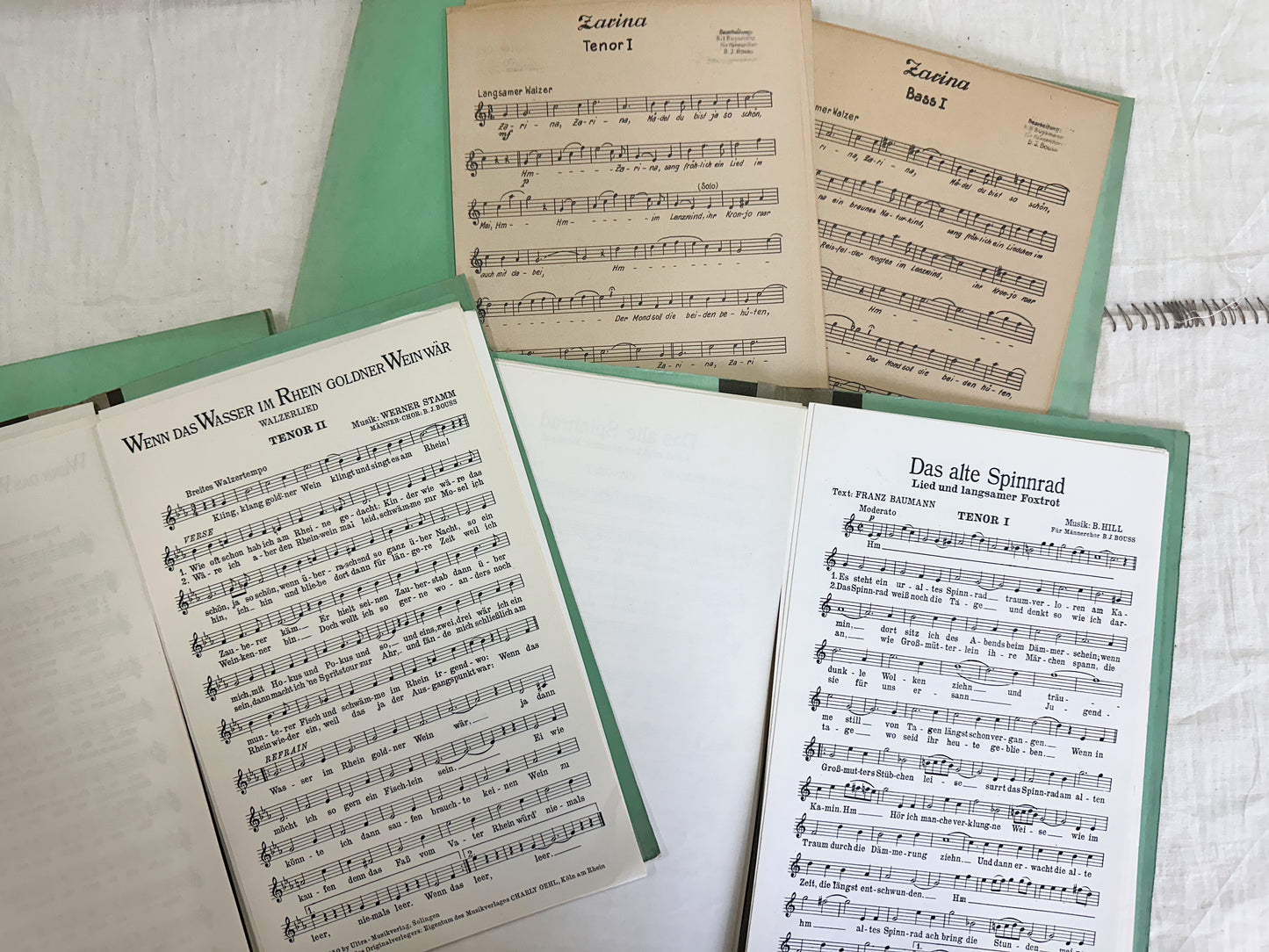 Vintage Choir Folders and Music (Set of 6)