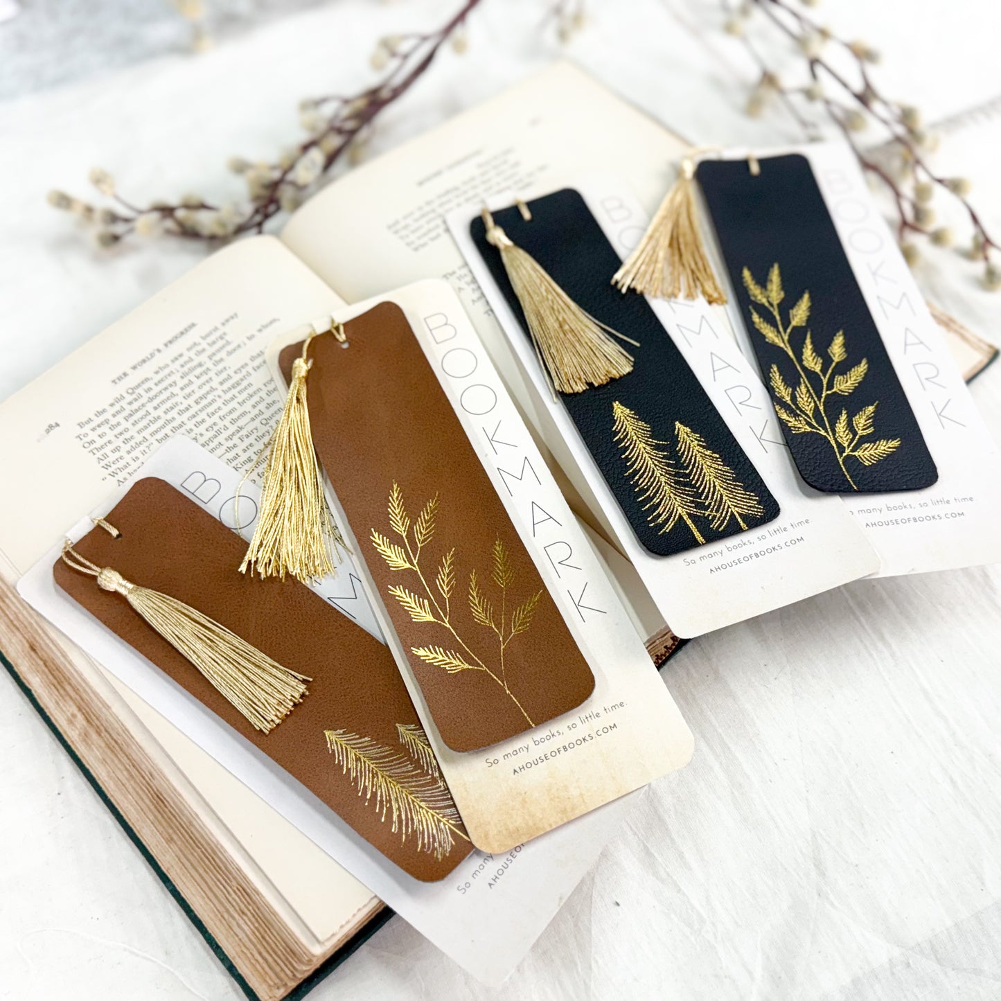 Leather Tassel Bookmarks- Trees