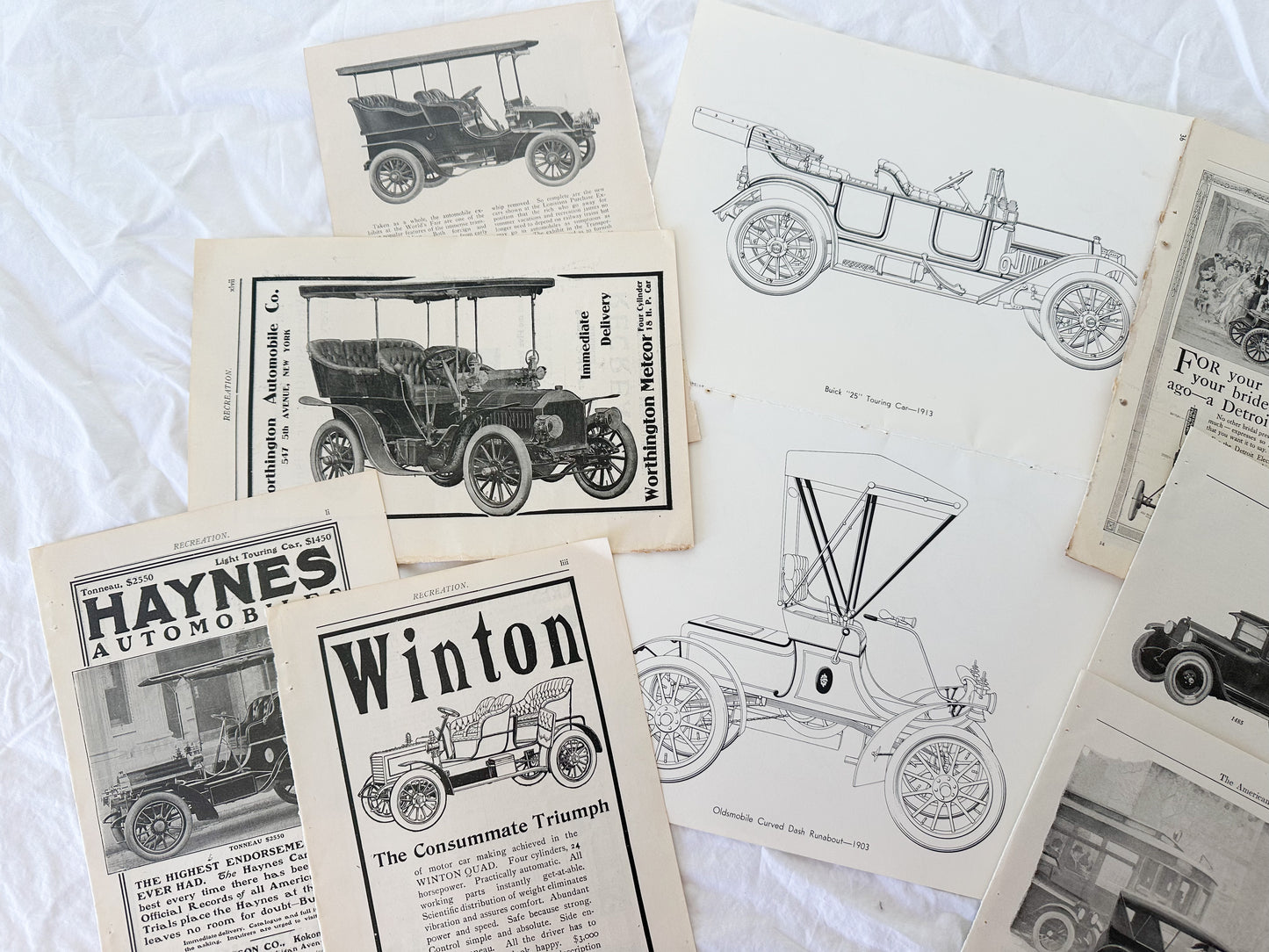 Vintage Auto Ads and Ephemera Set