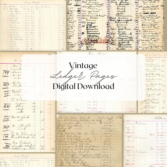 VIntage Ledger Pages- Digital Downloads