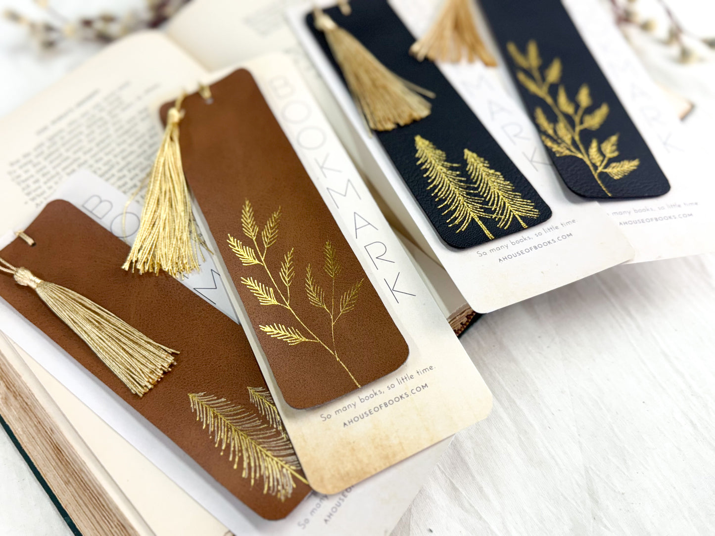 Leather Tassel Bookmarks- Trees