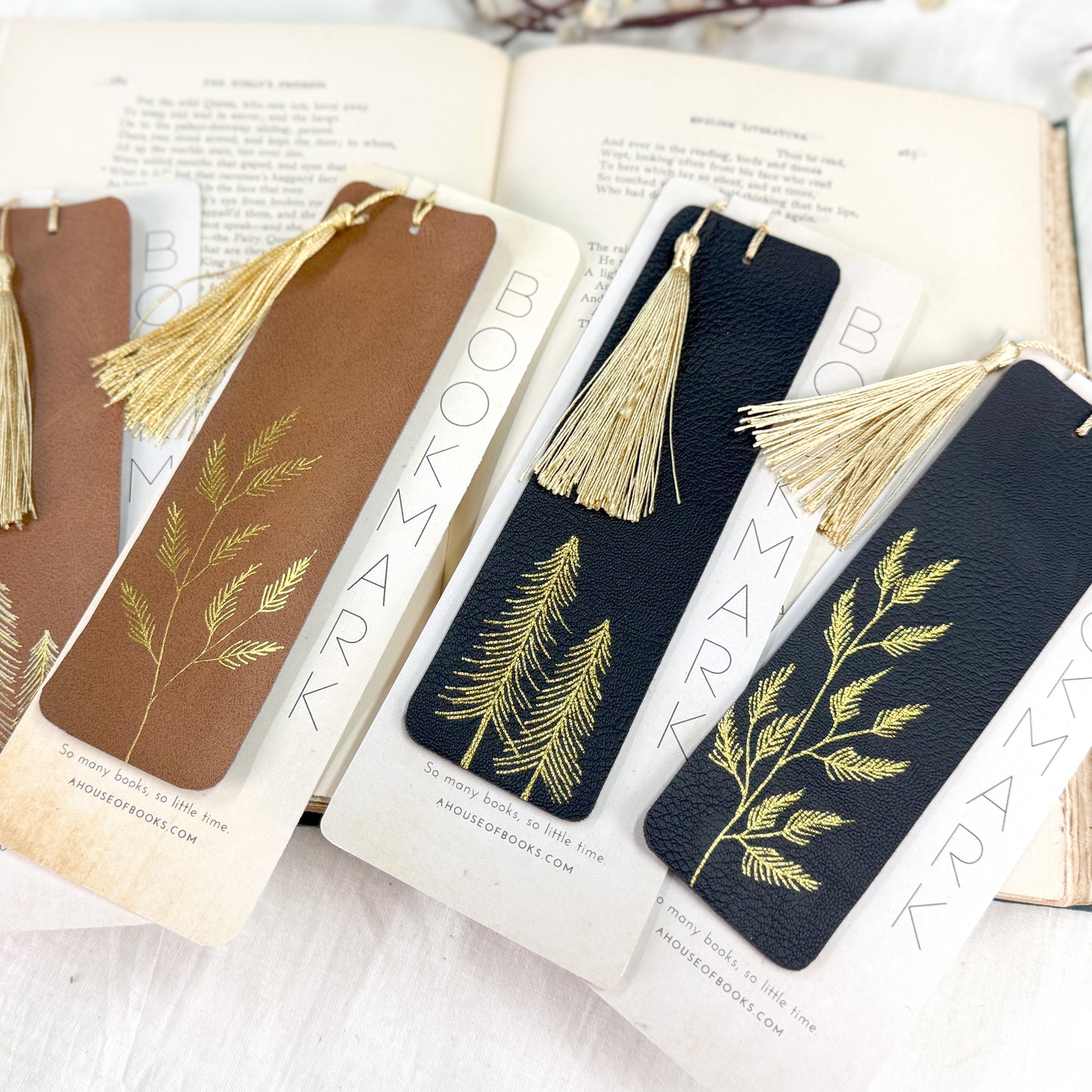 Leather Tassel Bookmarks- Trees