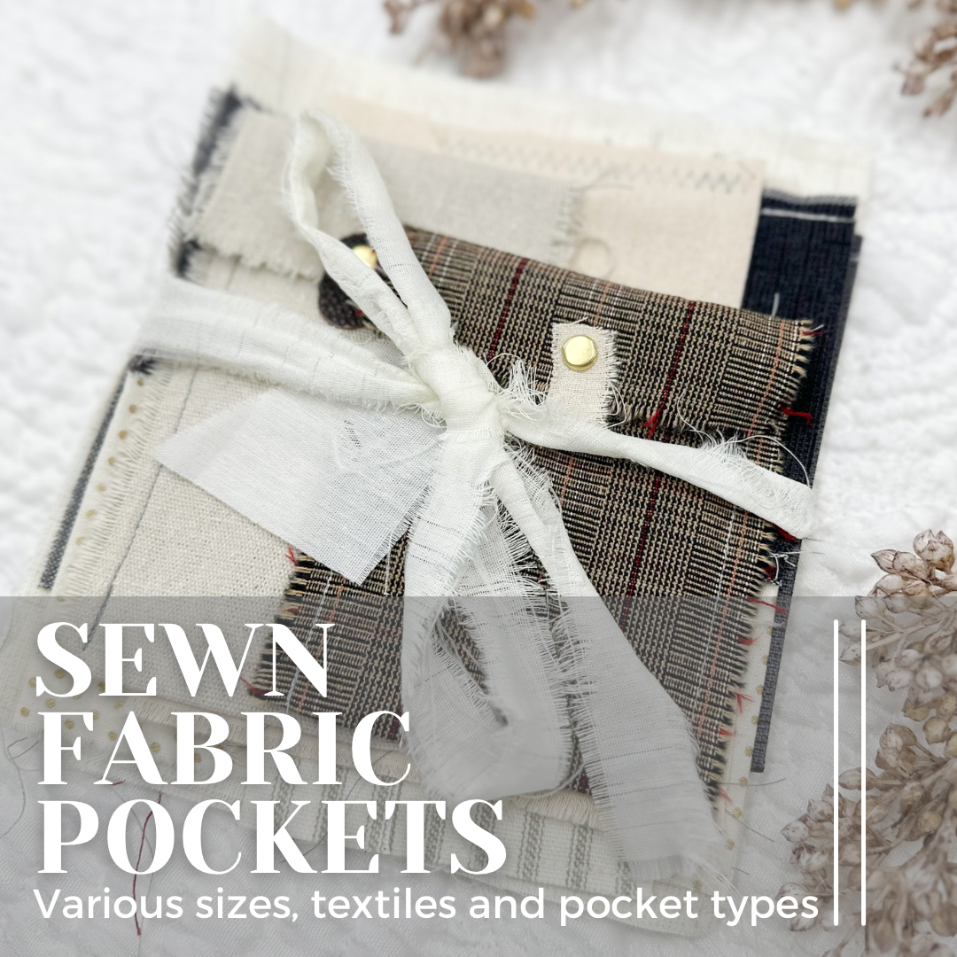 Rough Sewn Fabric Pockets and Signature Pages in Neutral Colors