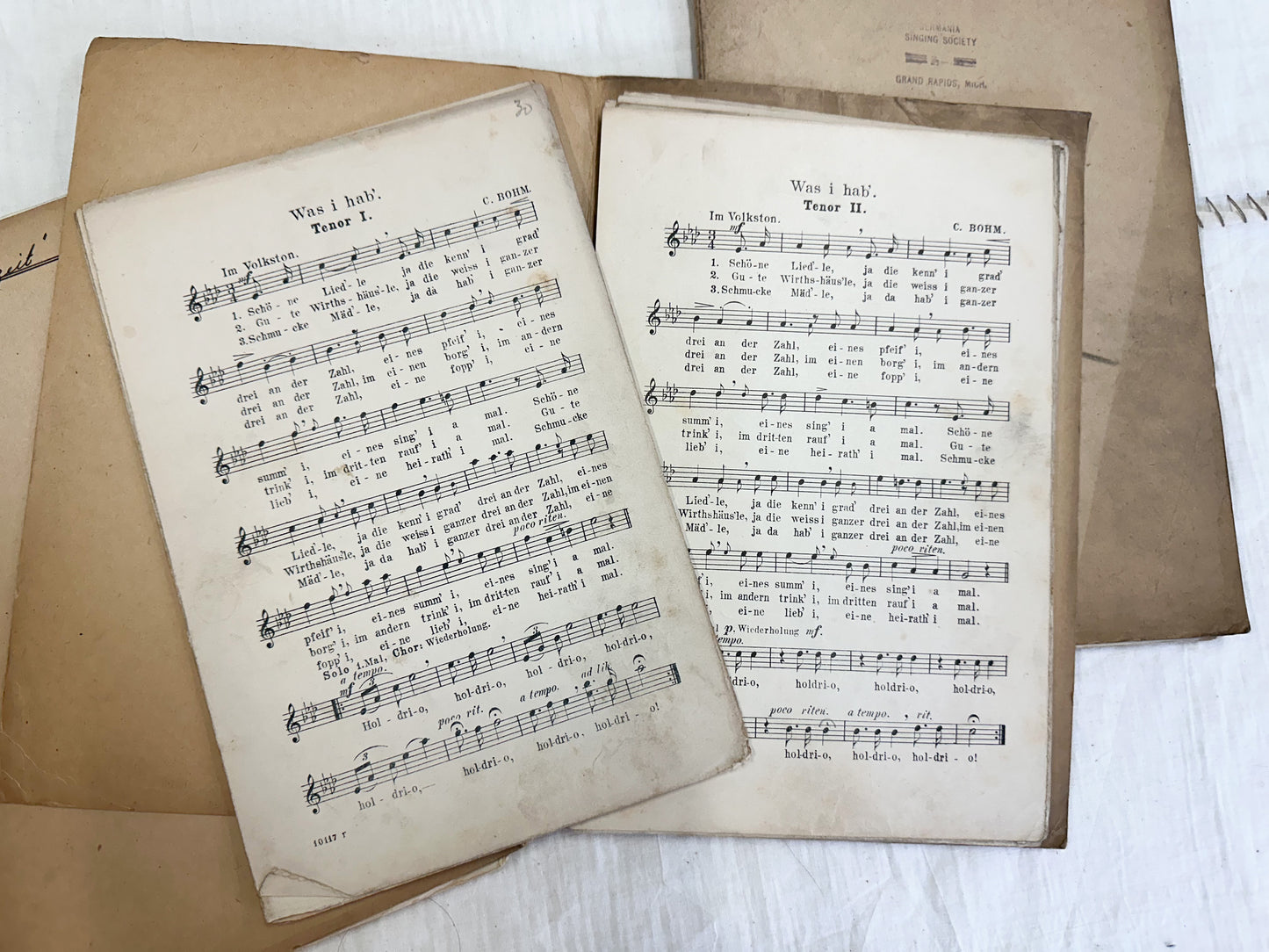 Vintage Music Folders and Sheet Music (Set of 4)