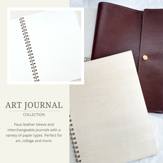 Blank Journal with Wood Cover- 9x12 Interchangeable Journal Collection