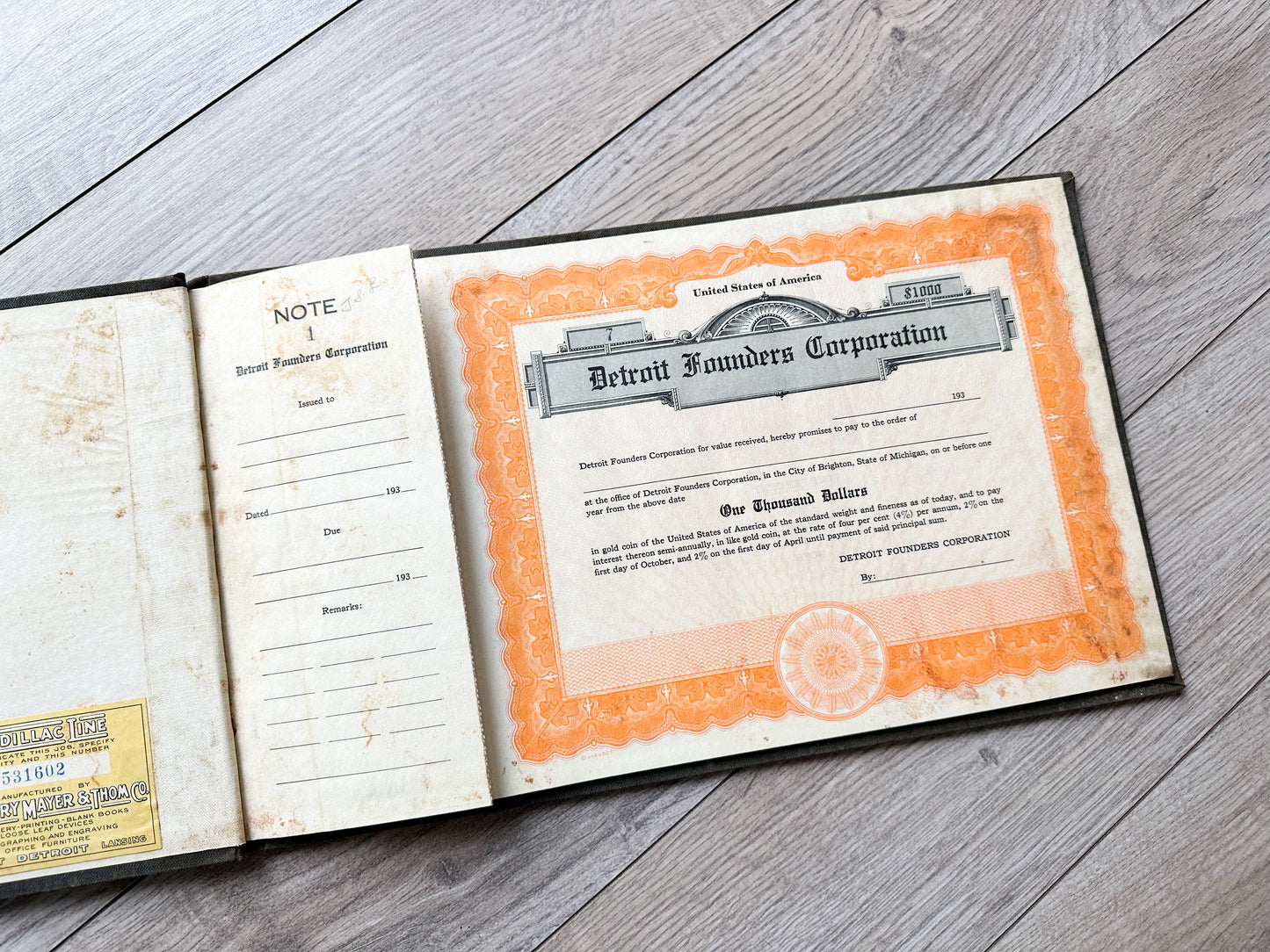 Vintage Book of Stock Certificates
